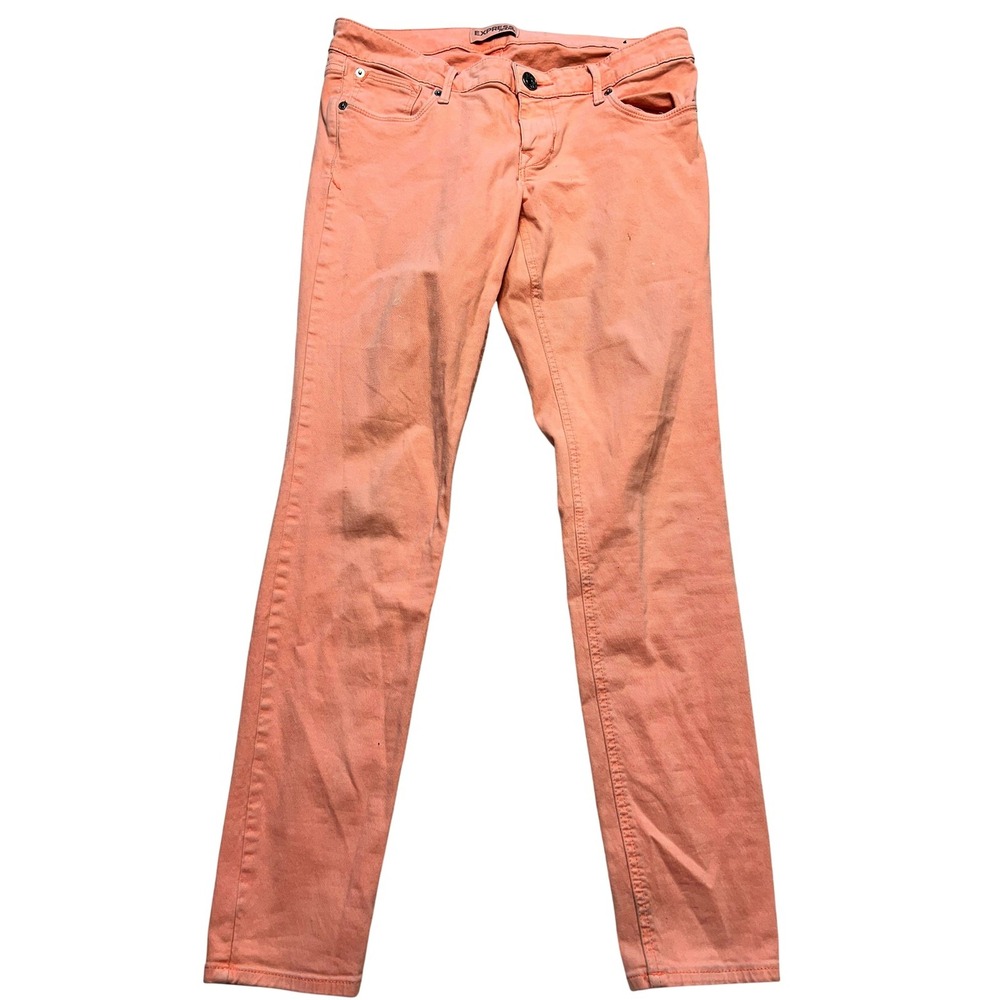 Express Jeans Jean Leggings‎ Womens 8 Coral Pink Stella Regular Low Rise Stretch